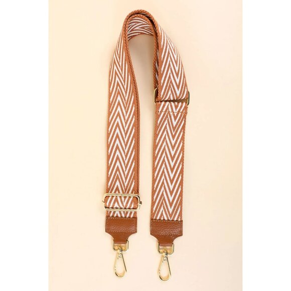Wide Shoulder Strap Adjustable Replacement Belt Crossbody Brown & White - Picture 1 of 1